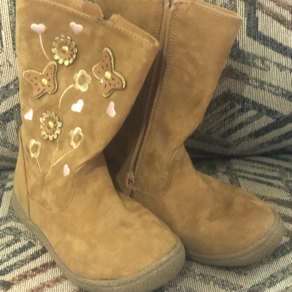 Tan Girl’s Calf High Boots